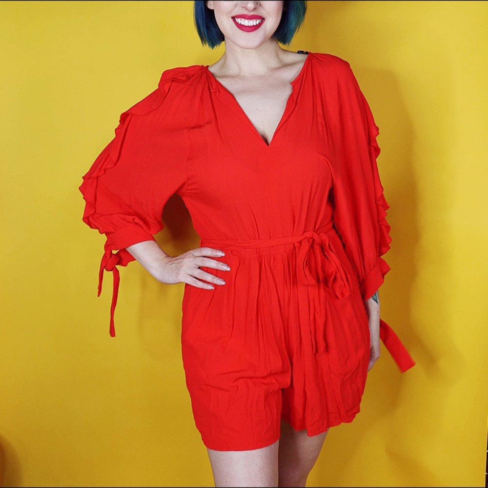 Red Ruffled Romper - Picture 4 of 4